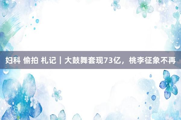 妇科 偷拍 札记|大鼓舞套现73亿,桃李征象不再