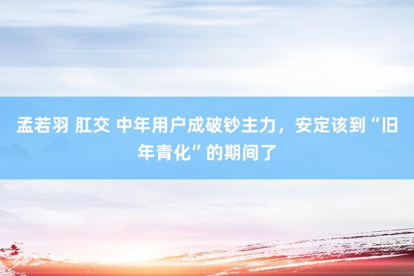 孟若羽 肛交 中年用户成破钞主力，安定该到“旧年青化”的期间了