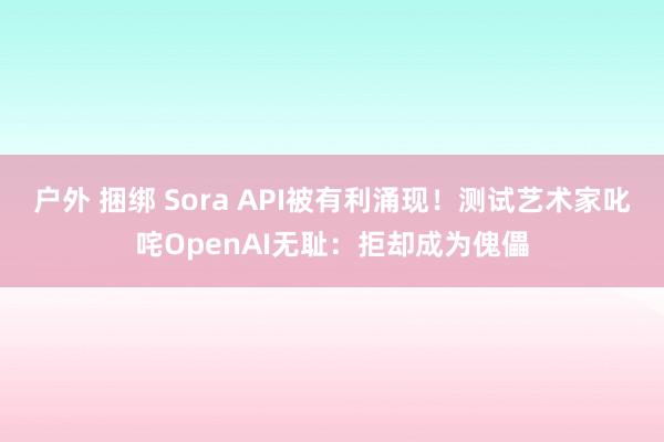 户外 捆绑 Sora API被有利涌现！测试艺术家叱咤OpenAI无耻：拒却成为傀儡