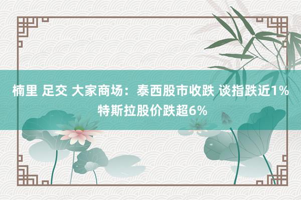 楠里 足交 大家商场：泰西股市收跌 谈指跌近1% 特斯拉股价跌超6%