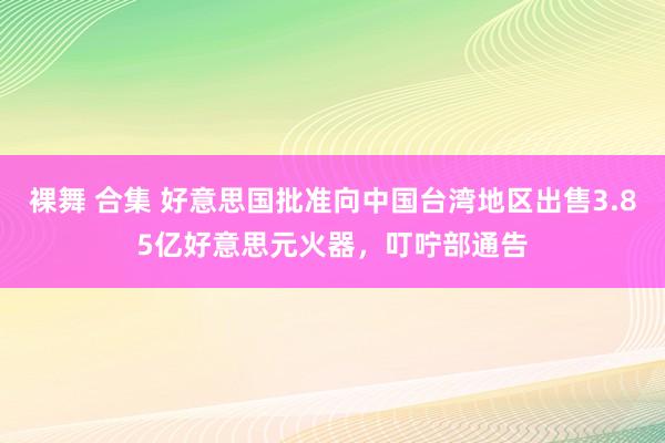 裸舞 合集 好意思国批准向中国台湾地区出售3.85亿好意思元火器，叮咛部通告