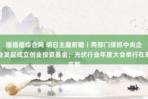插插插综合网 明日主题前瞻丨两部门撑抓中央企业发起成立创业投资基金；光伏行业年度大会举行在即