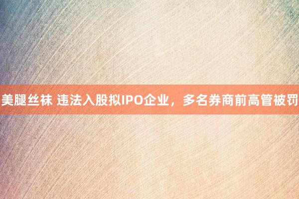 美腿丝袜 违法入股拟IPO企业，多名券商前高管被罚