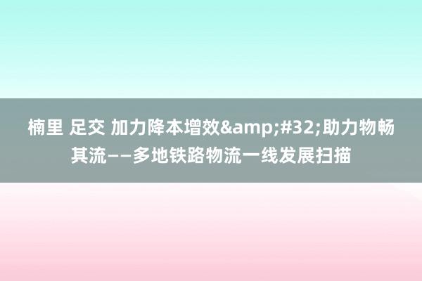 楠里 足交 加力降本增效&#32;助力物畅其流——多地铁路物流一线发展扫描