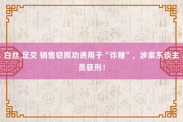 白丝 足交 销售窃照劝诱用于“诈赌”，涉案东谈主员获刑！