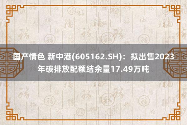 国产情色 新中港(605162.SH)：拟出售2023年碳排放配额结余量17.49万吨