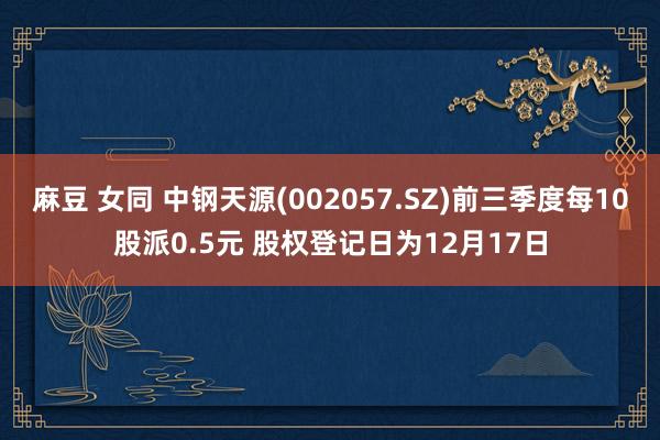 麻豆 女同 中钢天源(002057.SZ)前三季度每10股派0.5元 股权登记日为12月17日