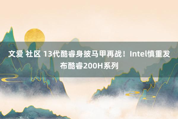 文爱 社区 13代酷睿身披马甲再战！Intel慎重发布酷睿200H系列
