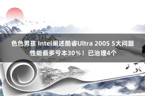 色色男孩 Intel阐述酷睿Ultra 200S 5大问题 性能最多亏本30％！已治理4个