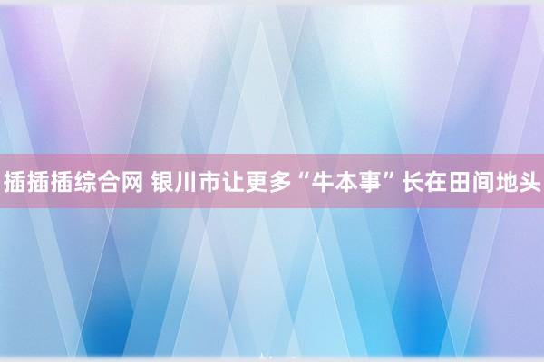 插插插综合网 银川市让更多“牛本事”长在田间地头