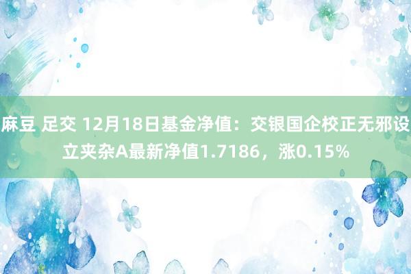 麻豆 足交 12月18日基金净值：交银国企校正无邪设立夹杂A最新净值1.7186，涨0.15%