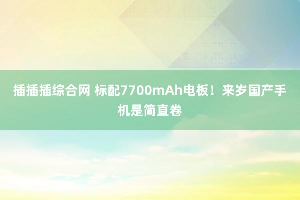 插插插综合网 标配7700mAh电板！来岁国产手机是简直卷