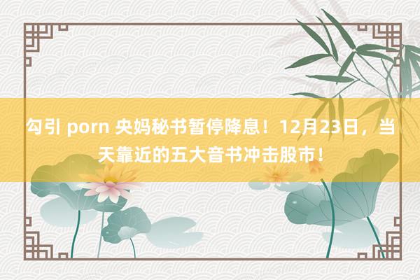 勾引 porn 央妈秘书暂停降息！12月23日，当天靠近的五大音书冲击股市！