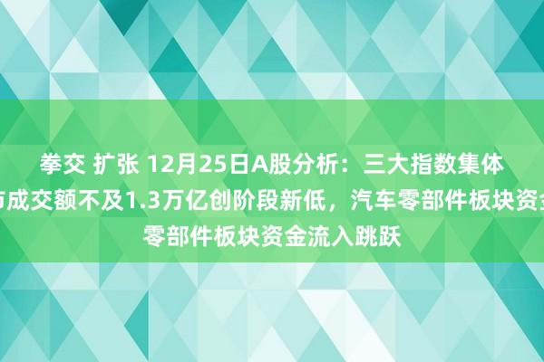 拳交 扩张 12月25日A股分析：三大指数集体收跌，两市成交额不及1.3万亿创阶段新低，汽车零部件板块资金流入跳跃
