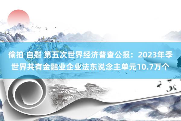 偷拍 自慰 第五次世界经济普查公报：2023年季世界共有金融业企业法东说念主单元10.7万个