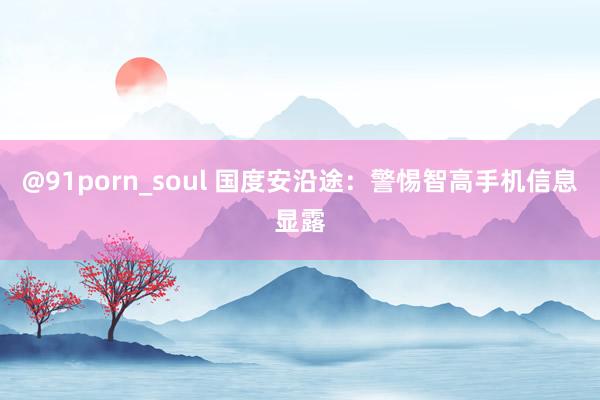@91porn_soul 国度安沿途：警惕智高手机信息显露