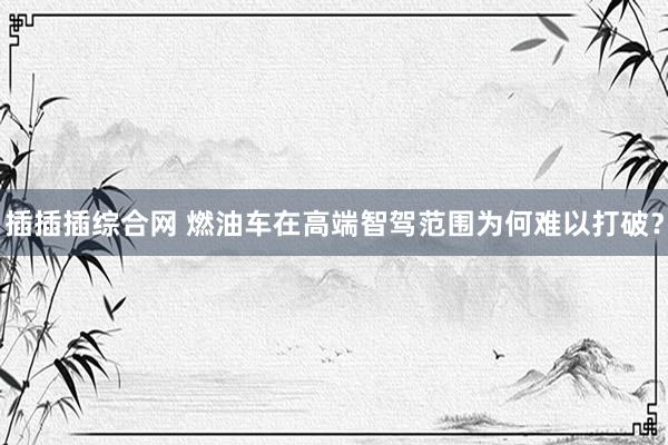 插插插综合网 燃油车在高端智驾范围为何难以打破？