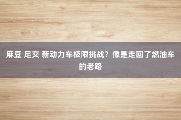 麻豆 足交 新动力车极限挑战？像是走回了燃油车的老路