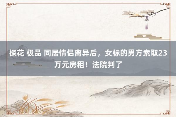 探花 极品 同居情侣离异后，女标的男方索取23万元房租！法院判了