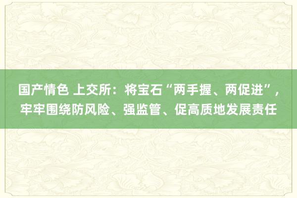 国产情色 上交所：将宝石“两手握、两促进”，牢牢围绕防风险、强监管、促高质地发展责任