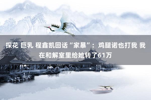 探花 巨乳 程鑫凯回话“家暴”：鸡腿诺也打我 我在和解室里给她转了61万