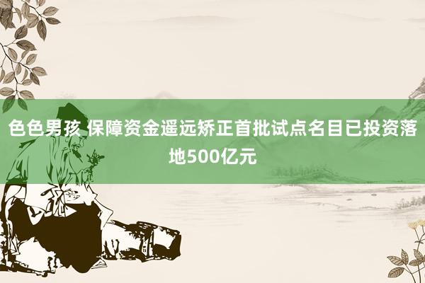 色色男孩 保障资金遥远矫正首批试点名目已投资落地500亿元