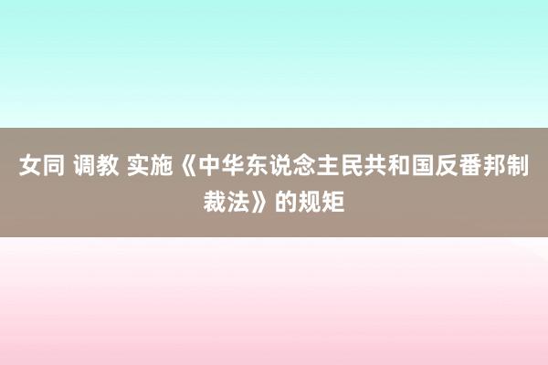 女同 调教 实施《中华东说念主民共和国反番邦制裁法》的规矩
