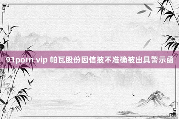 91porn vip 帕瓦股份因信披不准确被出具警示函