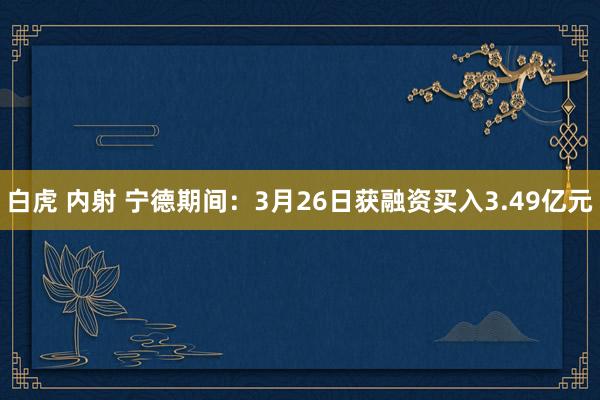 白虎 内射 宁德期间：3月26日获融资买入3.49亿元