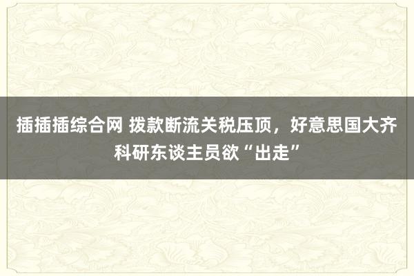 插插插综合网 拨款断流关税压顶，好意思国大齐科研东谈主员欲“出走”