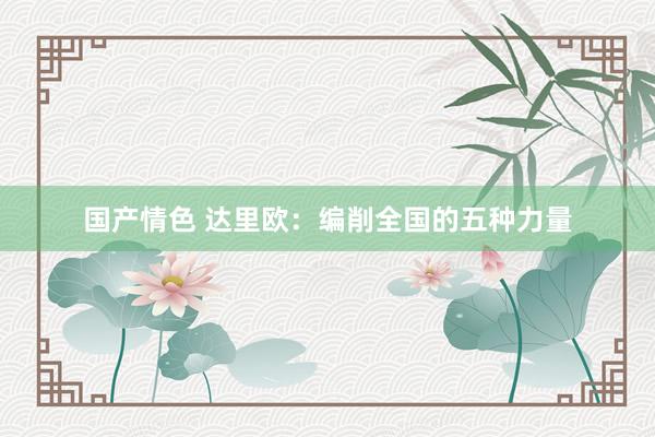 国产情色 达里欧：编削全国的五种力量