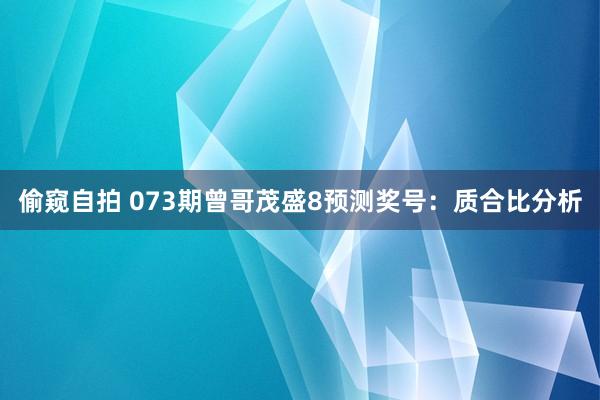 偷窥自拍 073期曾哥茂盛8预测奖号：质合比分析
